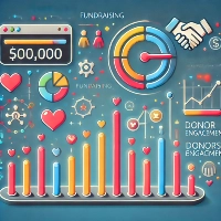 Illustration av insamlingsaktiviteter utan några siffror, med digitalt gränssnitt och färgglada element som visar framsteg mot ett insamlingsmål.